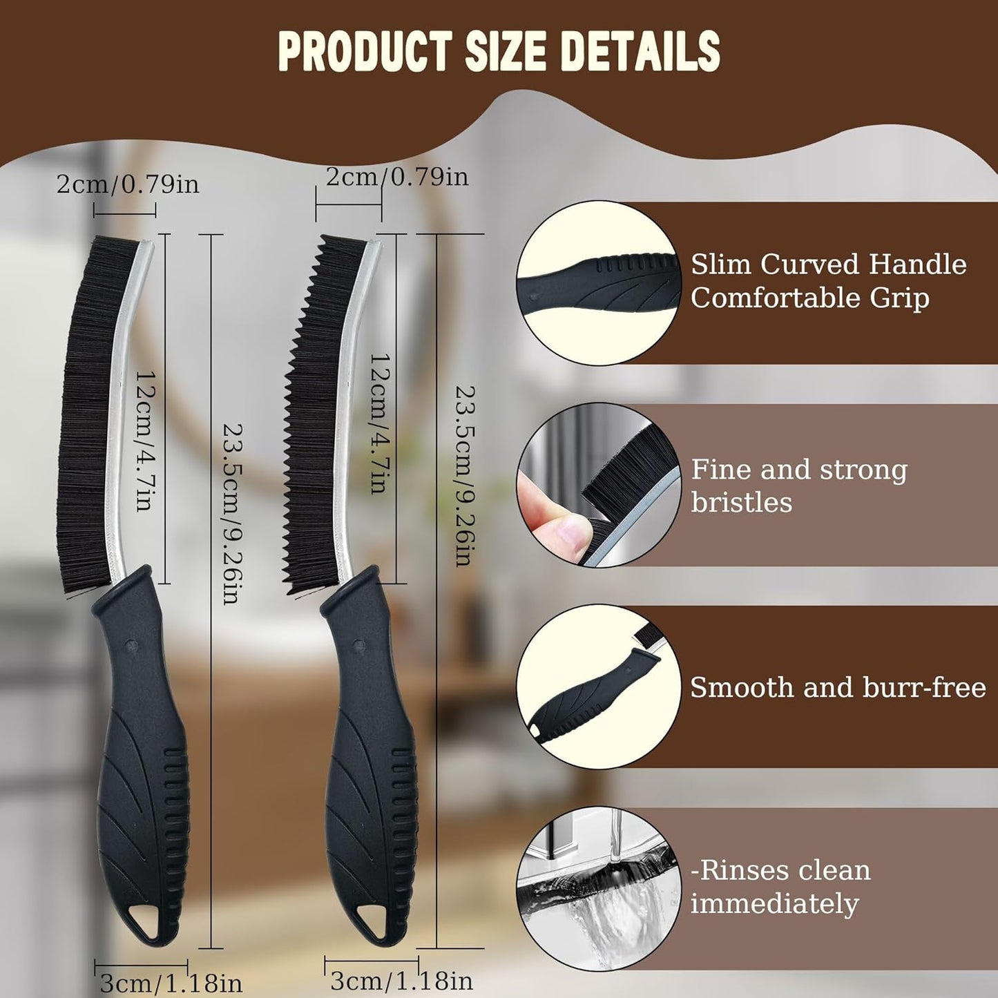 3Pcs Crevice Cleaning Brush Tool Grout Brush Cleaning Supplies Home Essentials Bathroom Multifunctional Gap