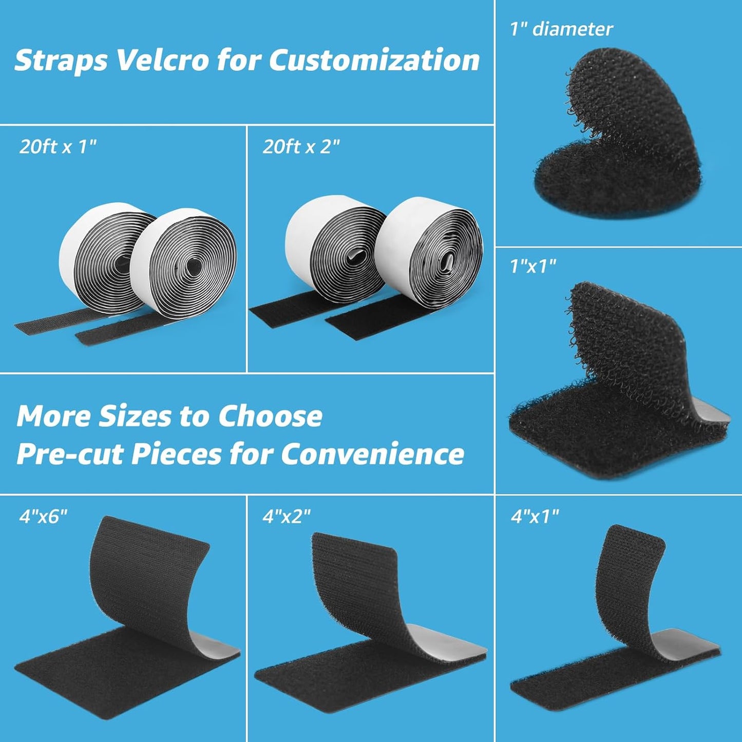 16 Sets Hook and Loop Tape Sticky Back 1 in.x 4 in. Double-Sided Command Adhesive Strip Heavy Duty