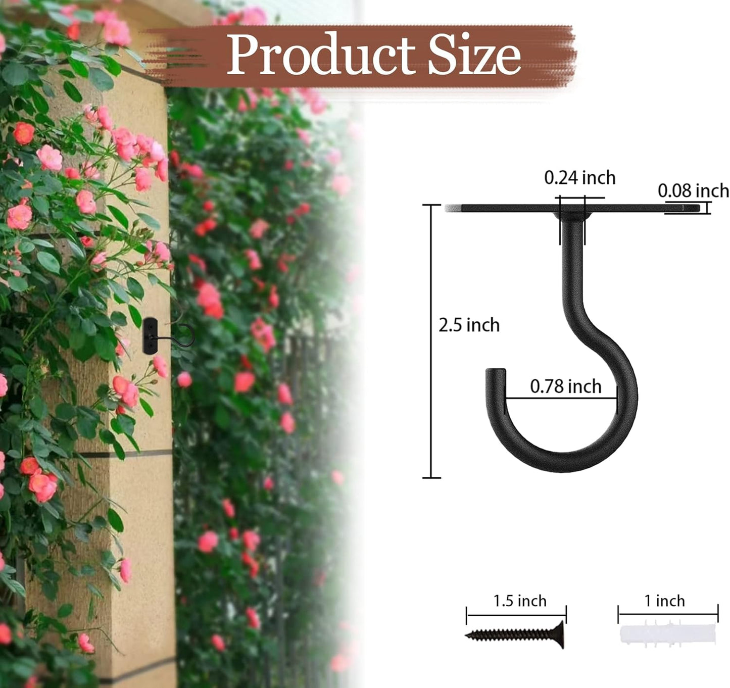 Hanging Plants 2Pack 2.5in Wall Plant Hooks for Plants Lights Planters Lanterns