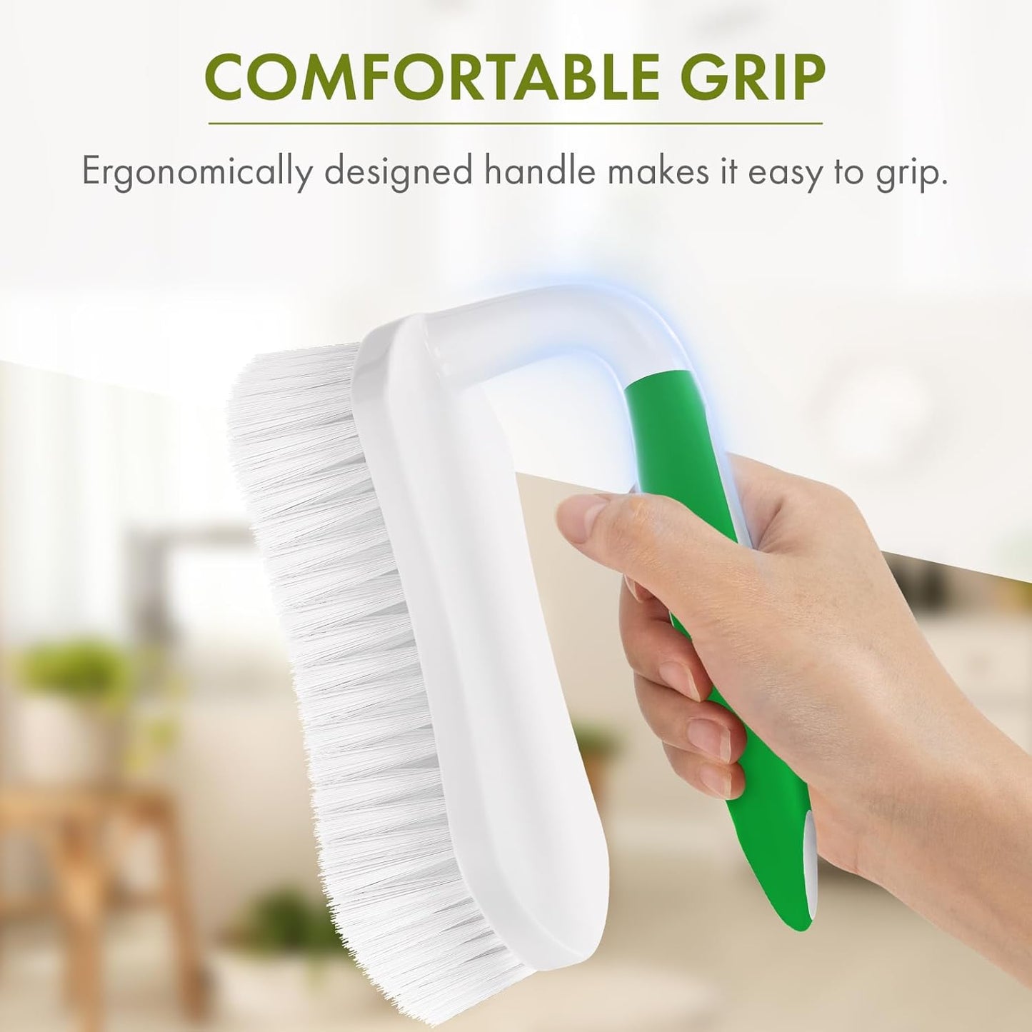 Scrub Brush for Cleaning Comfort Grip Shower Scrubber Stiff Bristles with Handle Heavy Duty