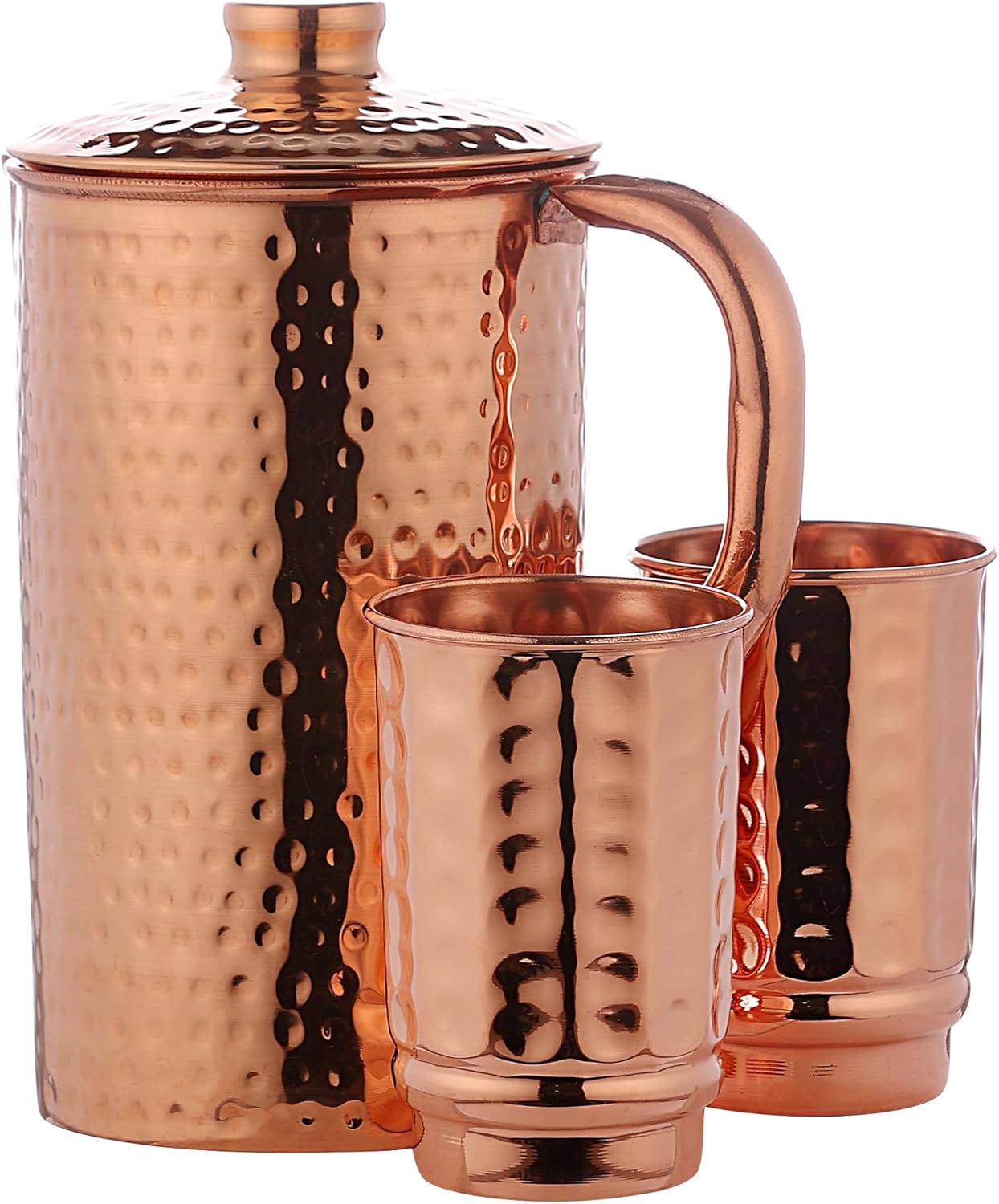 2 Copper Cups Set Pure Copper Water Jug & matching tumblers Set for Home & Wellness
