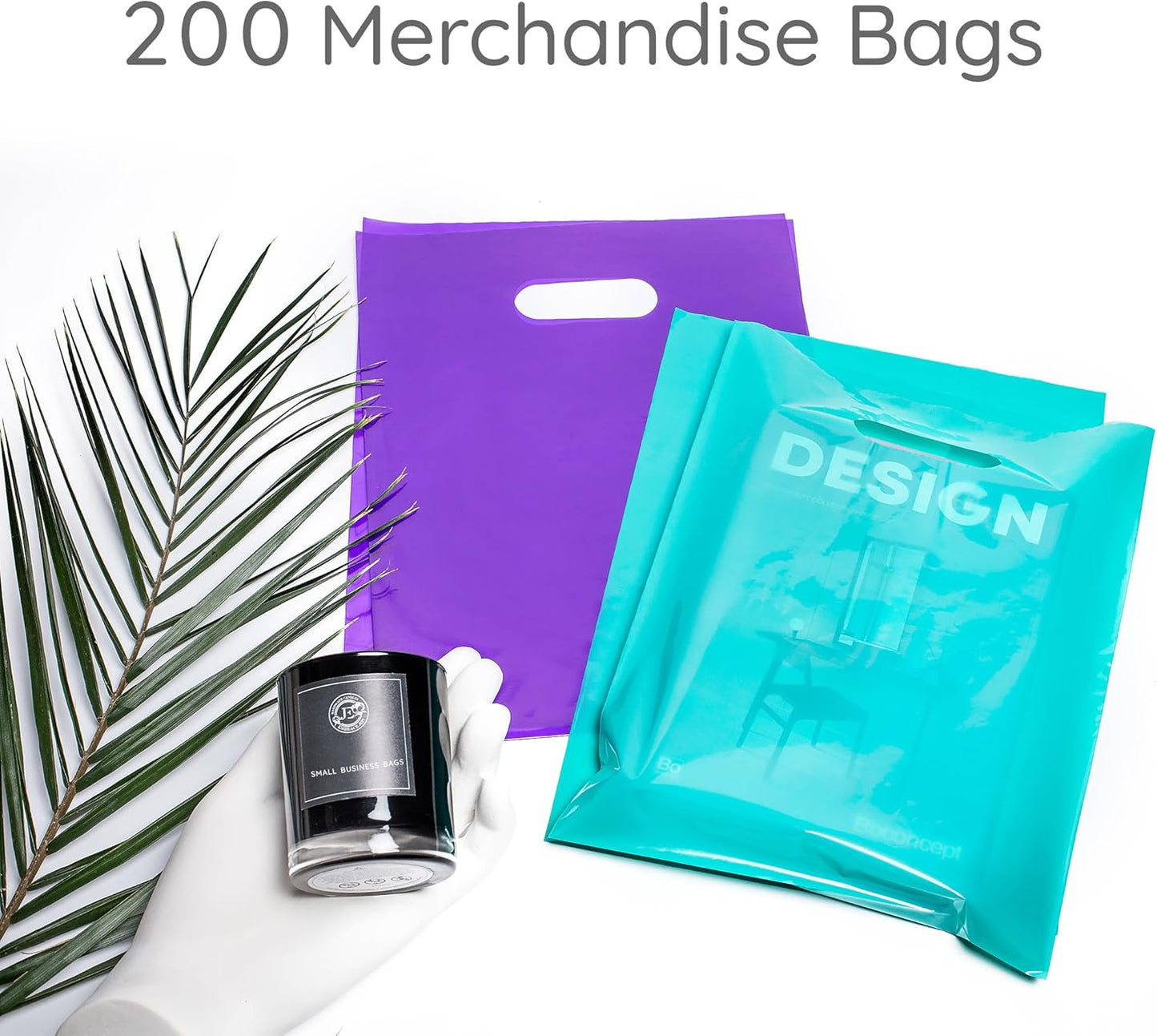 200 Teal & Purple 9"x12" Bags 1.5Mil Thick Glossy With Handles