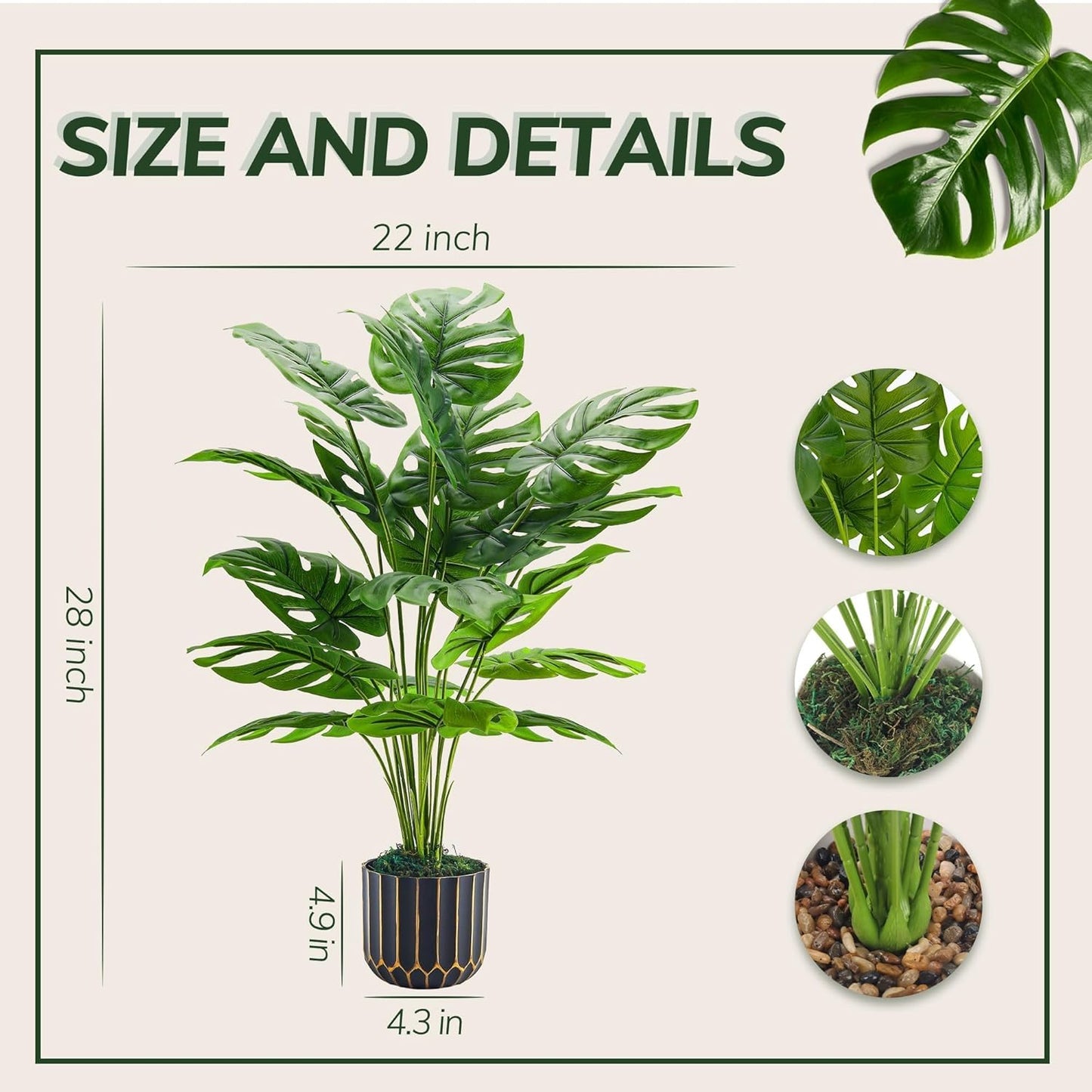 Plants Tall Artificial Monstera Faux Plants Indoor Outdoor Tree for Living Room Home