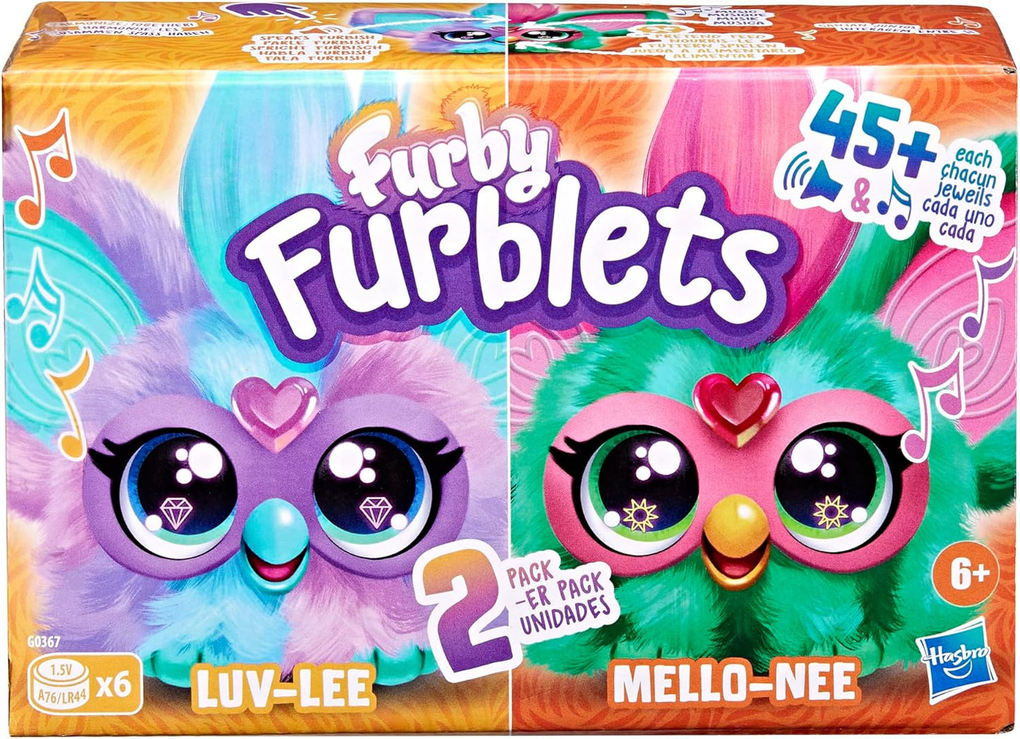 2 Pack Mini Friends Luv Lee & Mello Nee 45+ Sounds Each Music & Furbish Phrases Electronic Plush Toys