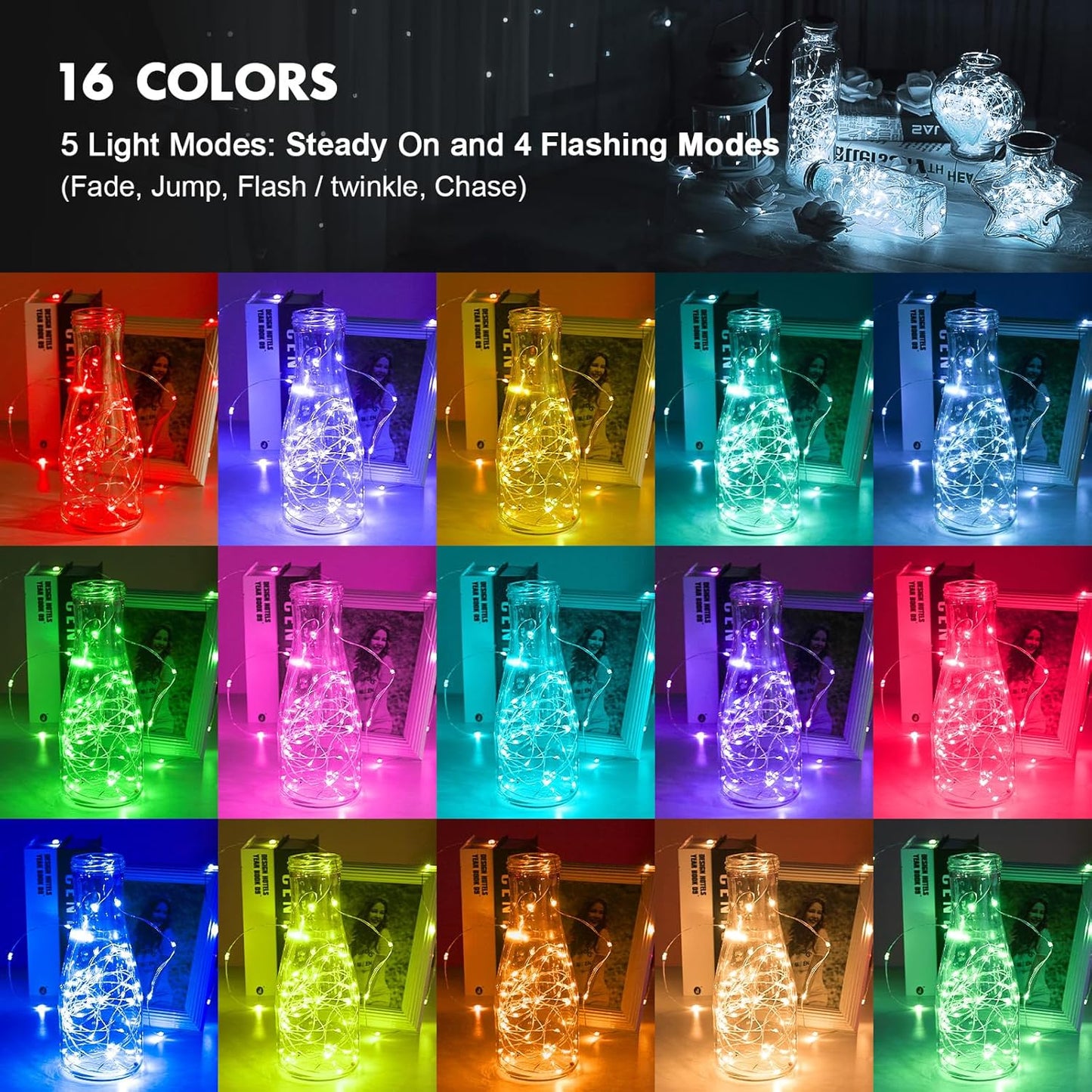 120 LED Fairy Lights Battery Operated RGB Color Changing String Light with Remote and Timer Battery Powered Twinkle Lights