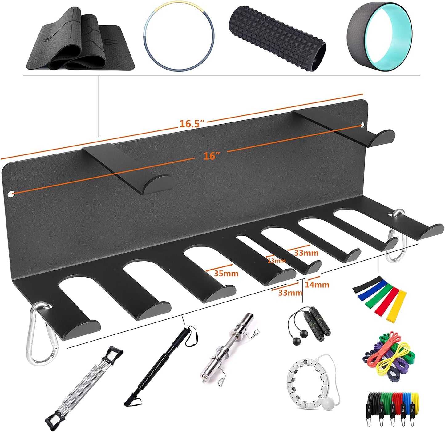 Resistance Bands Rack Wall Mount Home Gym Equipment Storage Rack for Resistance Bands Jump Ropes