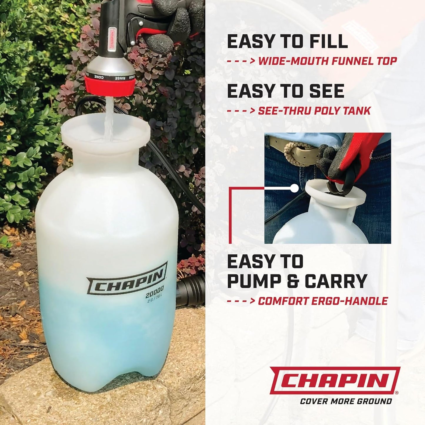 Pump Sprayer 1 Gallon Lawn and Garden Hand Pressurized Anti-Clog Filter Adjustable Spray Nozzle