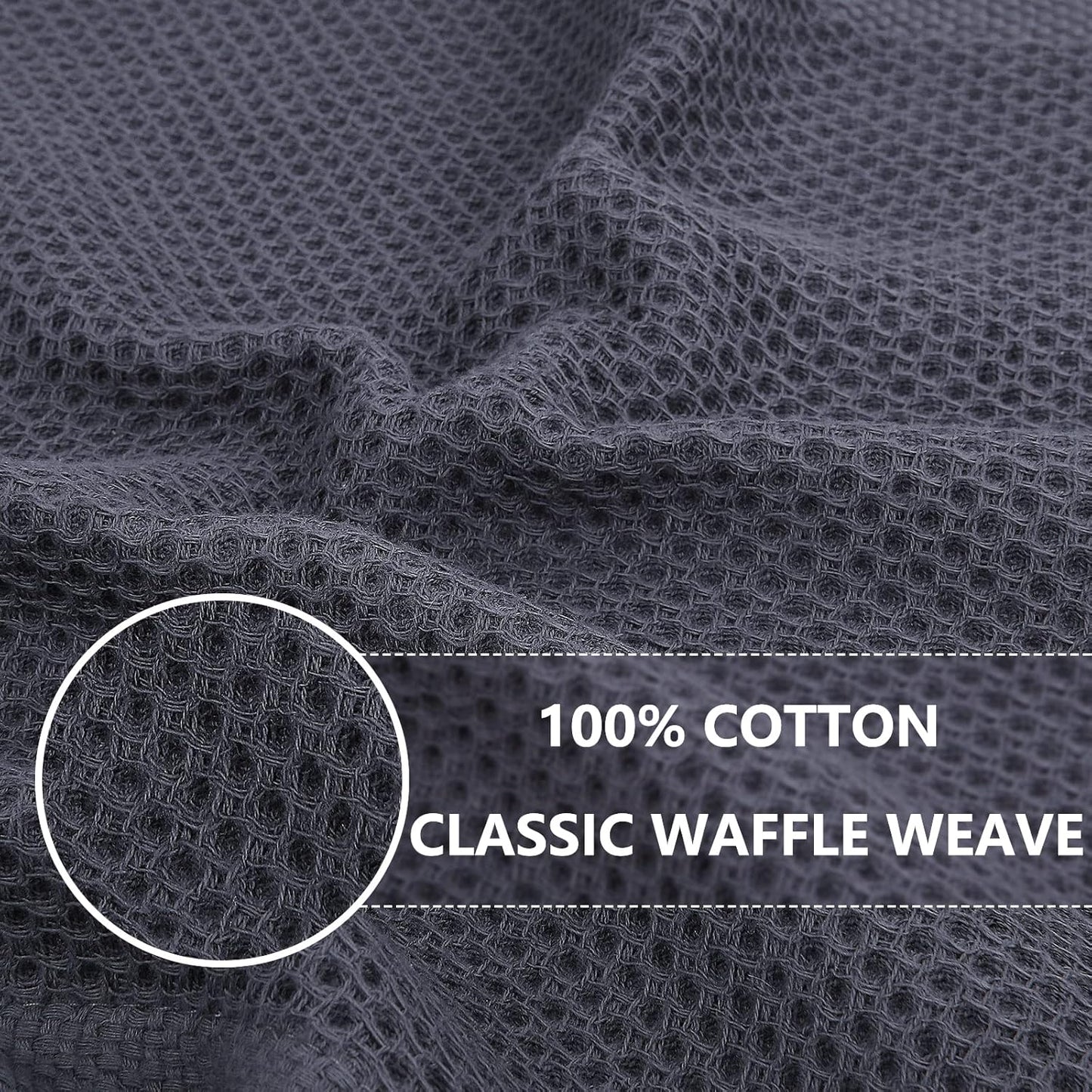 6 Pack Cotton Waffle Weave Kitchen Dish Cloths Ultra Soft Absorbent Quick Drying Dish Towels, 12 x 12 Inches