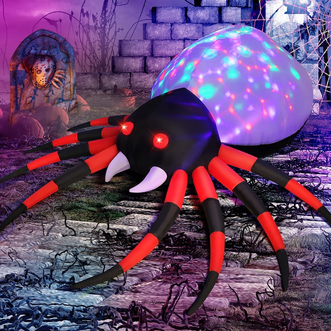 Outdoor Decoration with Magic Light Blow Up Yard Spider Inflatables Holiday Inflatables