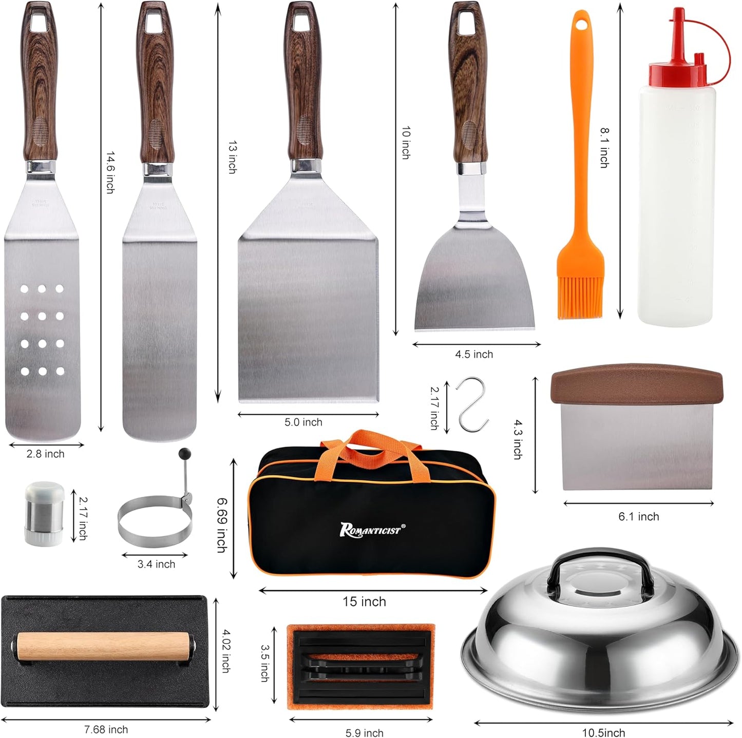 29PCS Griddle Accessories Set Flat Top Teppanyaki Spatula Set with Scraper, Basting Cover for Camp Chef