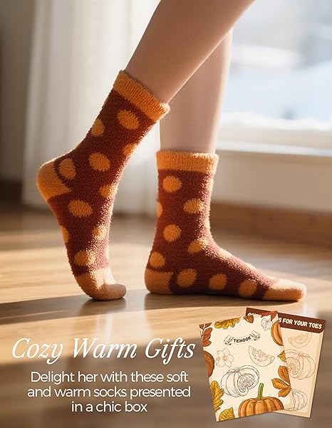 Warm & Cozy Valentines Gifts for Women Fluffy Fuzzy Plush Sleeping Slipper Socks Soft Warm Fabric
