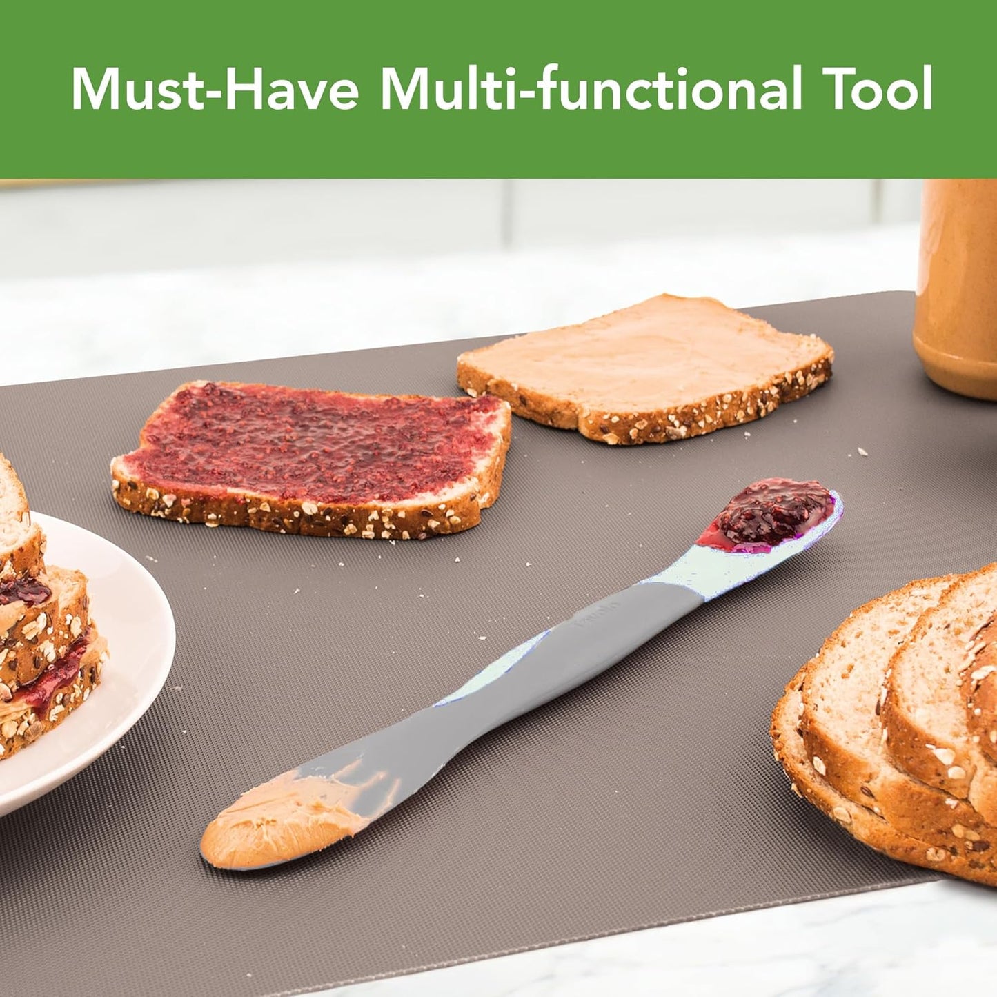 Spread Large Dual End Silicone Sandwich Spreader Tool with Nylon Handle BPA Free Dishwasher Safe
