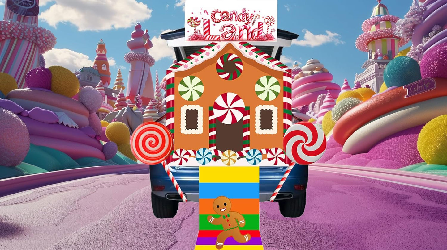 House Trunk or Treat Car Decorations Kit Candy Land Trunk or Treat Decorations for SUV Halloween