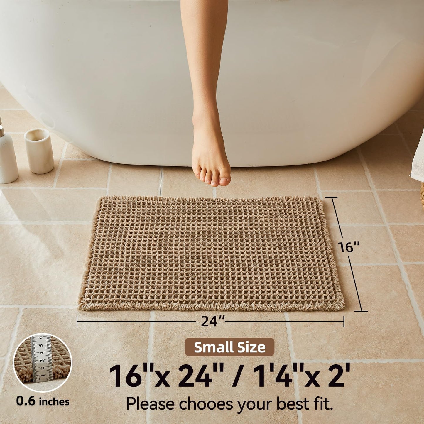 Small Boho Bathroom Rugs Non Slip Washable Ultra Soft Super Absorbent Quick Dry Farmhouse