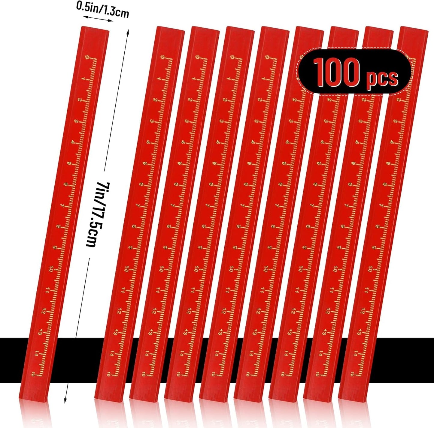 100 Pcs Octagonal Hard Black Carpenter Pencils for Woodworking Marking & Construction Plans