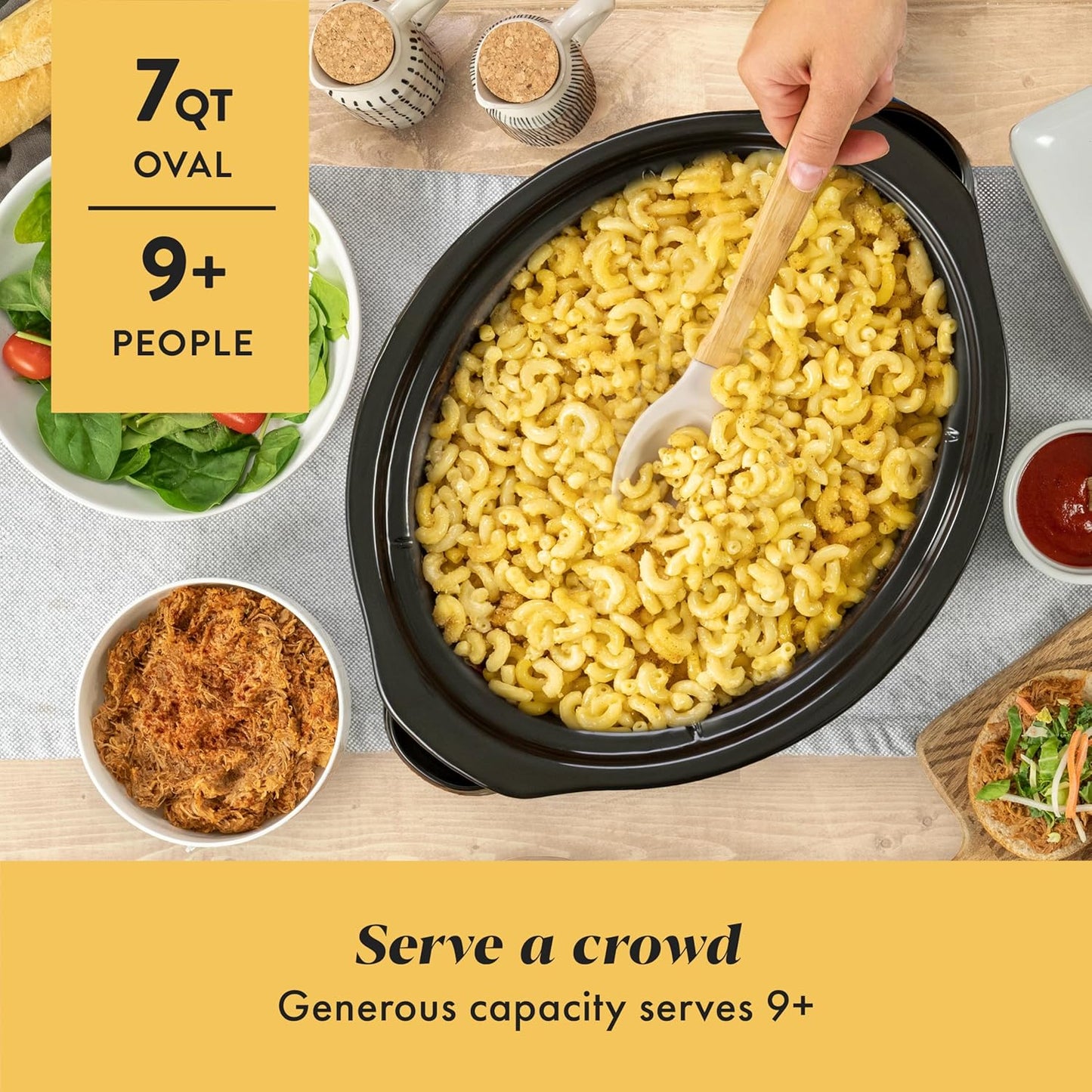 7 Quart Oval Manual Slow Cooker Stainless Steel Versatile Cookware for Large Families