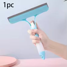 3 In 1 Window Cleaning Kit Dual-Sided Glass Scrubber with Squeegee & Spray Bottle for Mirrors, Shower Doors