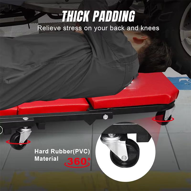 Rolling Creeper Durable Knee Pads with Full 360 Degree Turn Casters and Tool Tray, Swivel Castors Comfortable
