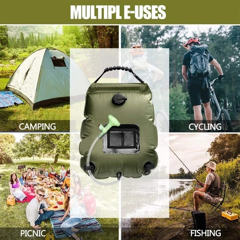 Water Bags 20L Outdoor Camping Hiking Solar Shower Bag Heating Camping Shower Climbing Hydration Bag Hose
