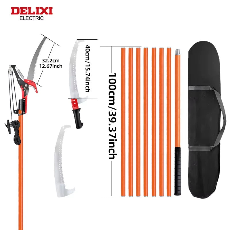 2 in 1 Telescopic Saw 9-26 FT Adjustable Tree Pruning Tool with Sharp High Branch Shears