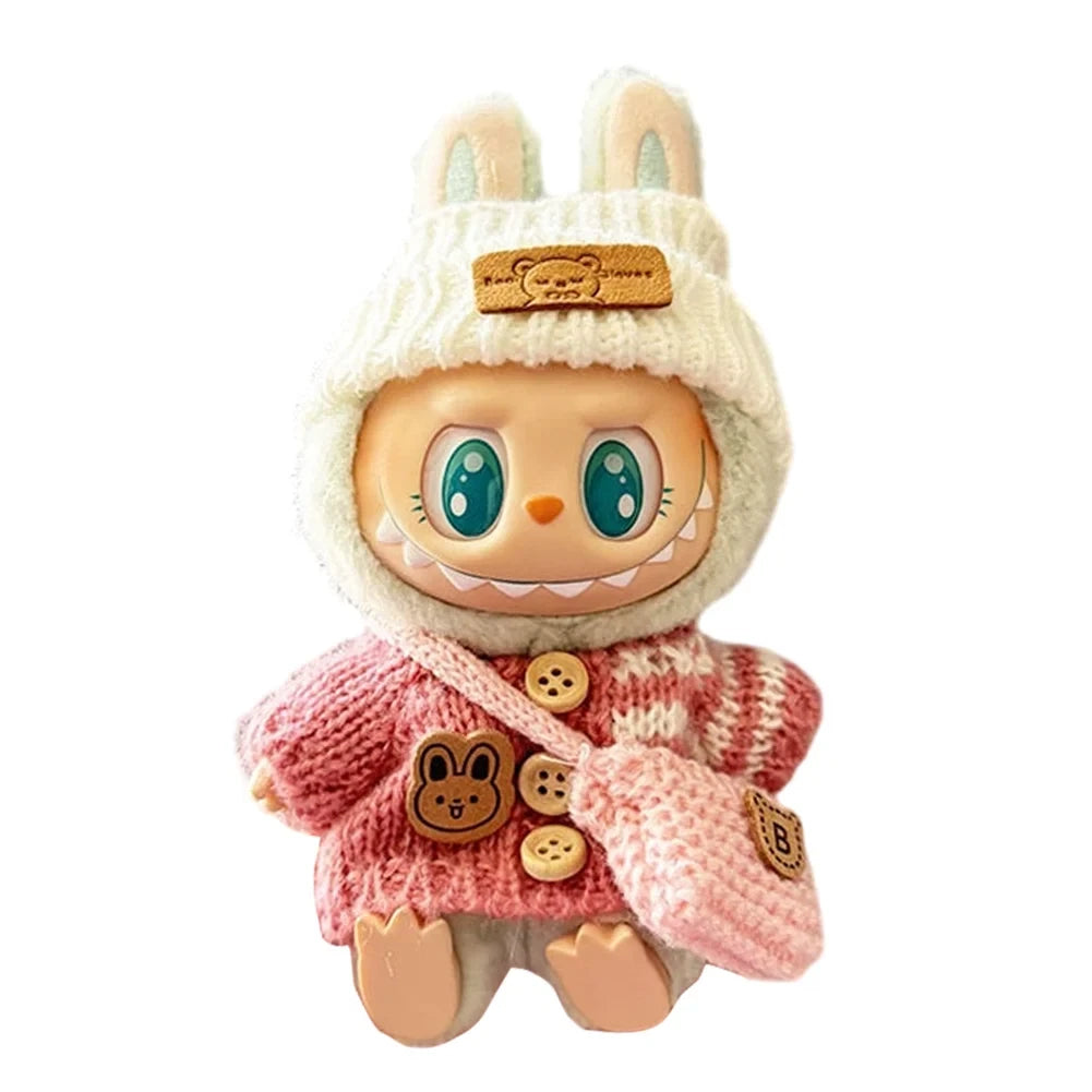 17cm Mini Plush Doll's Clothes Outfit Accessories for Korea Kpop Labubu Dolls Sit Party Overalls Clothing