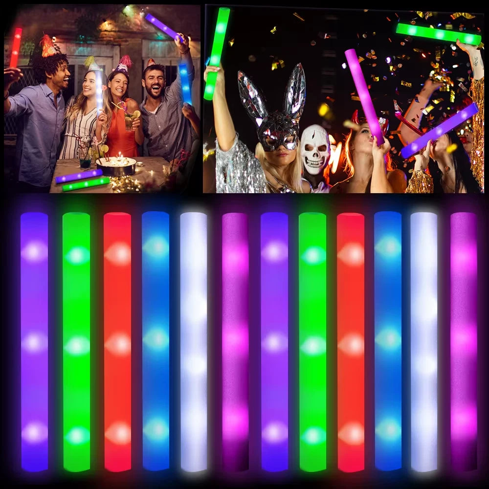 102 Led Glow Foam Sticks 3 Modes of Color Changing and Flashing Glow Party Supplies Suitable for Weddings Birthdays Carnivals Concerts