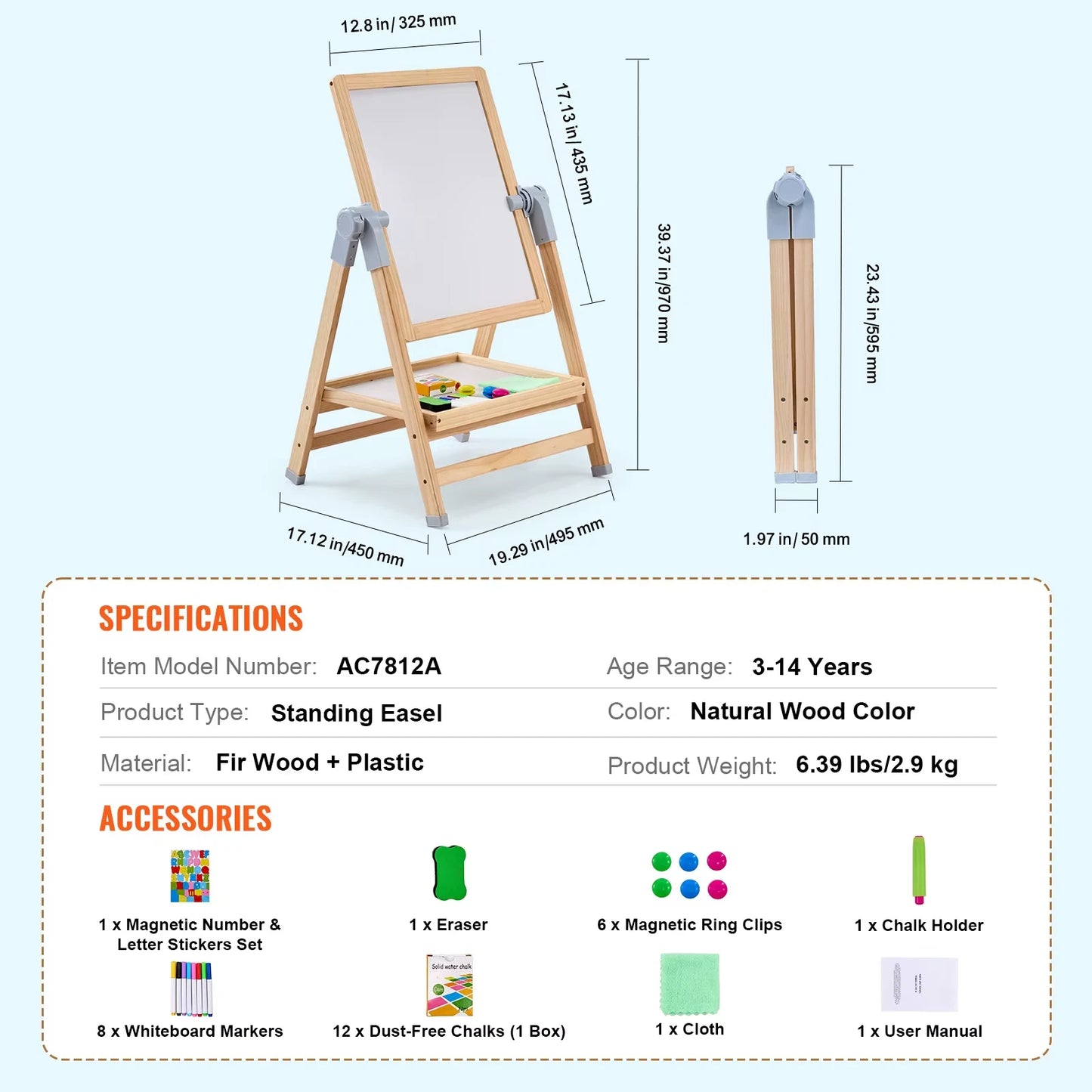 Standing Magnetic Drawing Board WordPad Art Easel with Painting Accessories Children Educational Toys