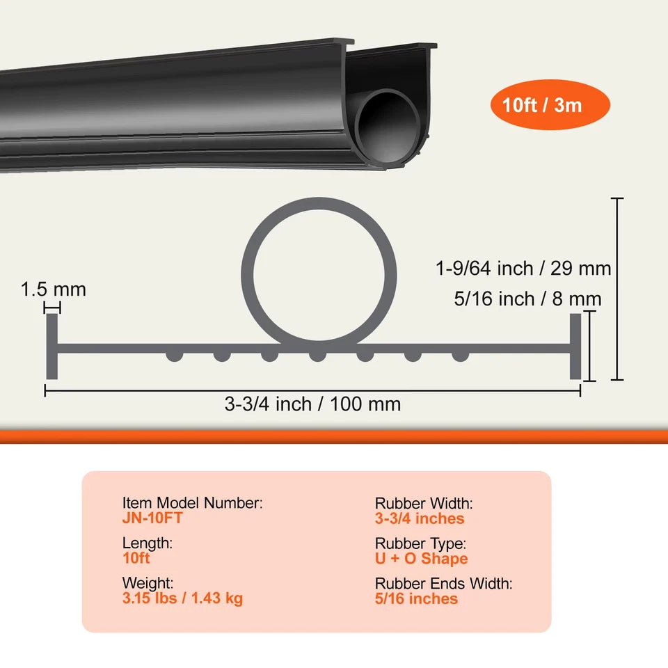 Garage Door Seals Bottom Rubber U Shape +O Ring Garage Door Weather Stripping Universal
