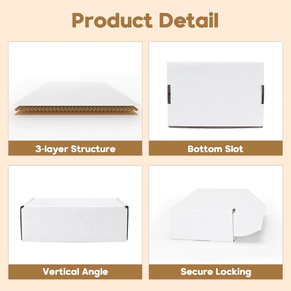 50pcs Corrugated Paper Gift Boxes 6x4x2 Inch Sturdy Cardboard Packaging White Small Shipping Boxes