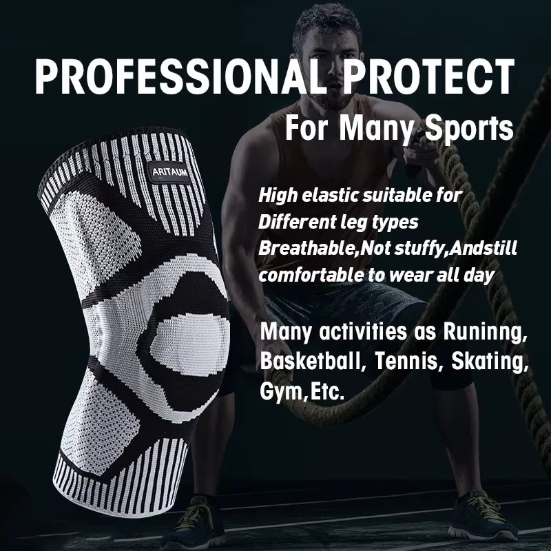 1 Pack of Professional Sports Knee Pads Knee Pads Meniscus Silicone Spring Support, Running Fitness