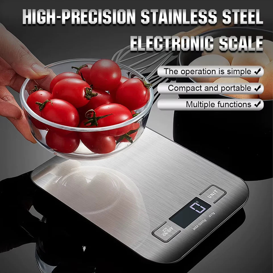 10kg Kitchen Digital Scale USB Charging LCD Display Stainless Steel Electronic Scales Jewelry Food Snacks