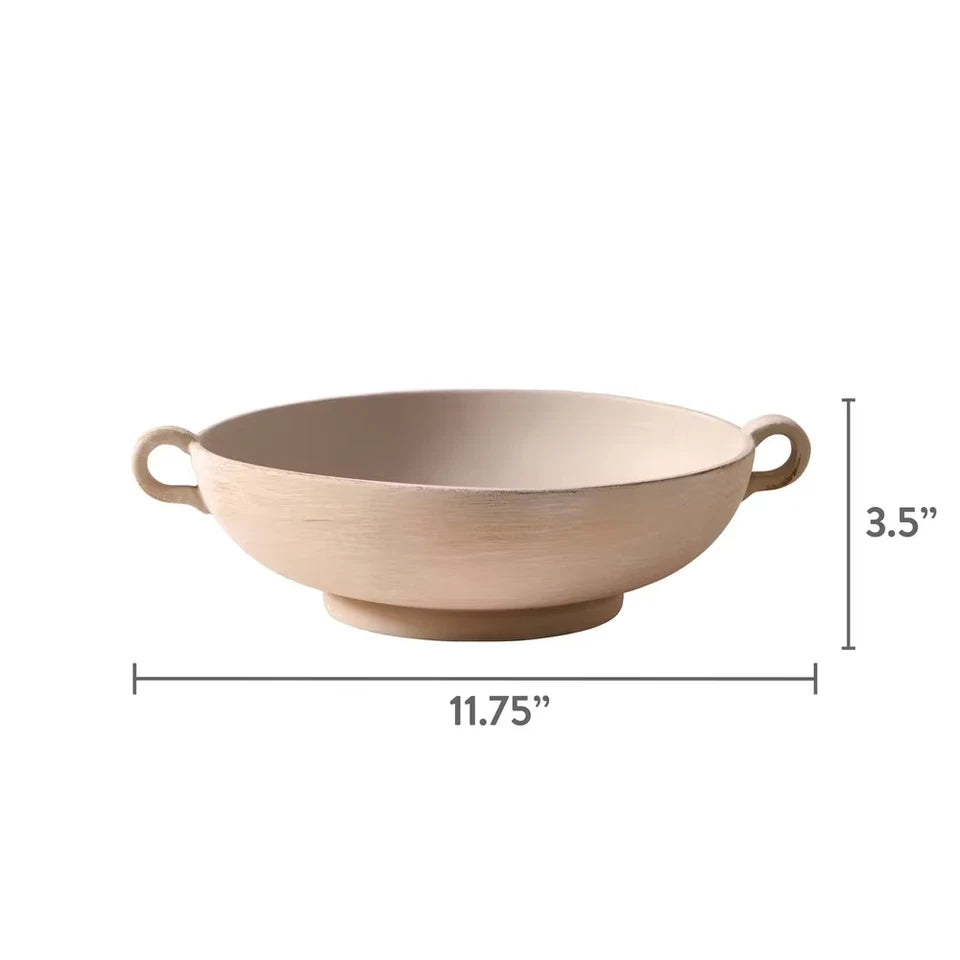Ceramic Low Stone Distressed Bowl Decorative Centerpiece Home Tabletop Display Gift