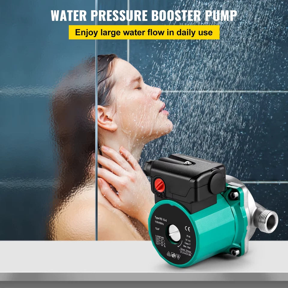 Hot Water Recirculating Pump 93W 3/4″ G Thread to 1/2″ NPT Brass Adapter 3 Speed Control