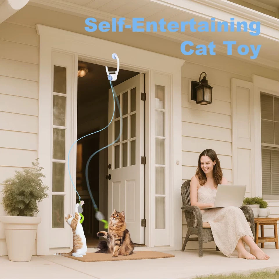 Cat Toys Electric Door Hanging Cat Toy Interactive Cat Toy USB Rechargeable Self Play Toy Retractable