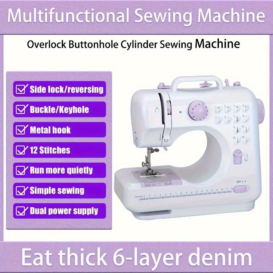 Electric Sewing Machine with Extension Table Foot Pedal Light and Sewing Kit Tools for 12 Built-in Stitches