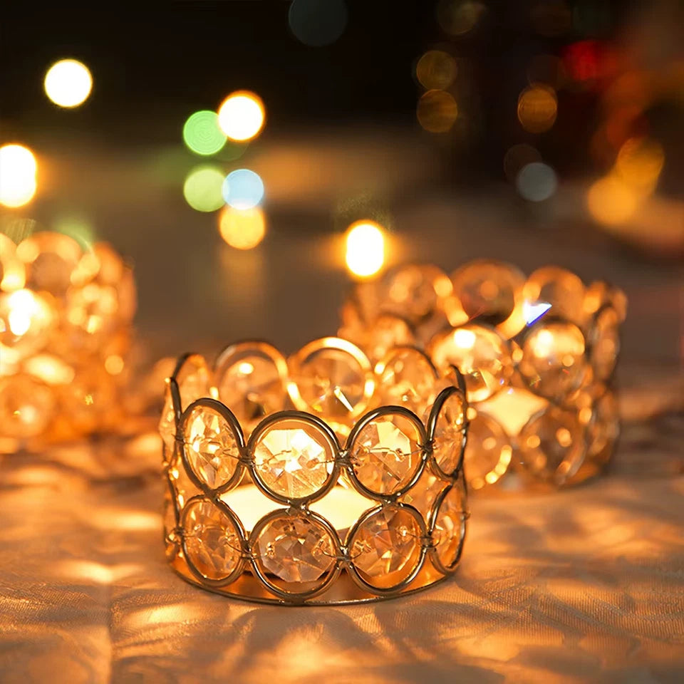 24PCS Crystal Gold Votives Candle Holder Elegant Decorative Tealight Candle Holders for Weddings