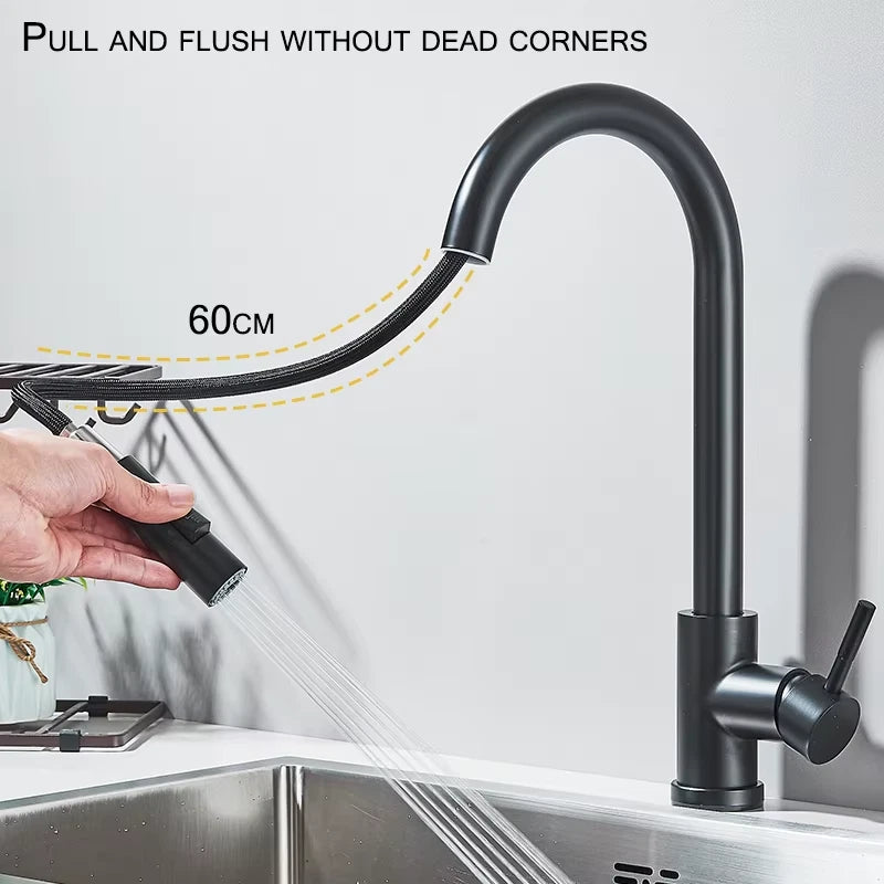 Pull Out Kitchen Faucets 360° Rotation Kitchen Mixer Tap Single Lever Mixer Tap Kitchen Sink