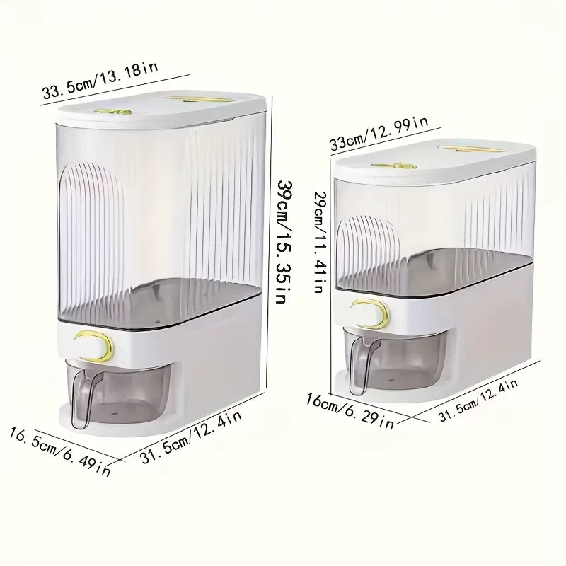 Rice Dispenser Large Pantry Storage Container With Measuring Cup & Time Markings