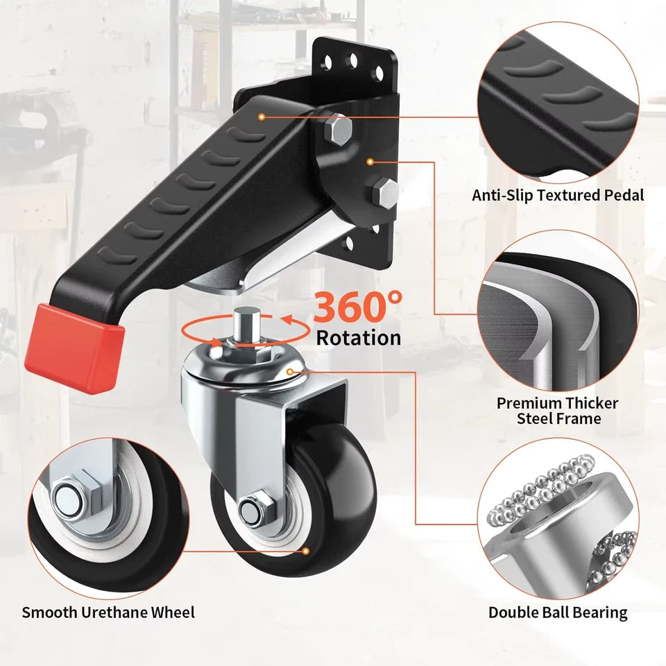 Casters kit 660 Lbs Retractable Casters Heavy Duty Bench Caster Wheels Designed for Workbenches