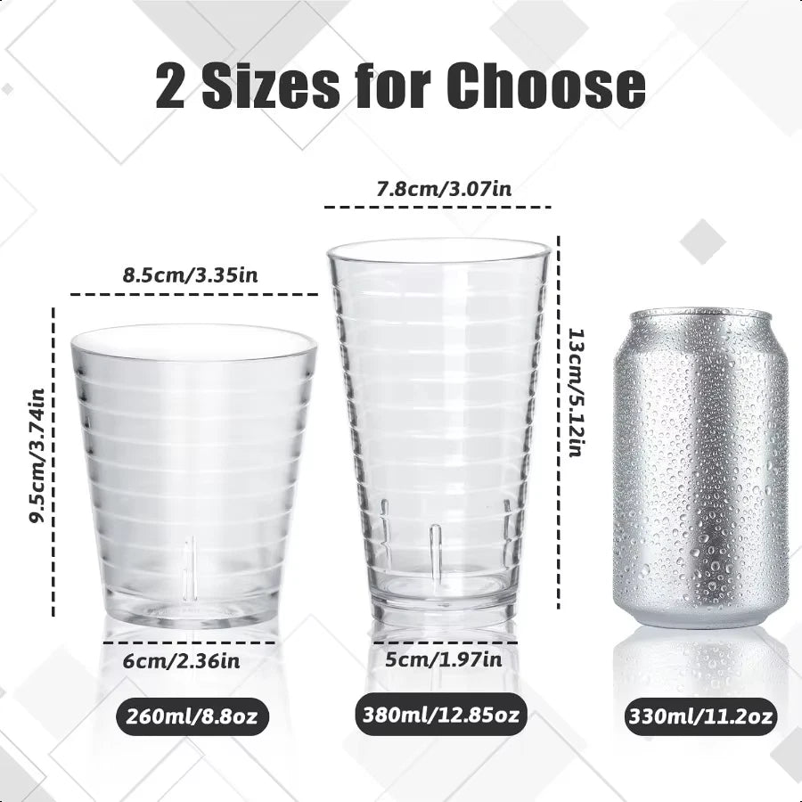 6 Pcs Plastic Cups Clear Reusable Drinking Glasses Acrylic Stackable Tumblers Transparent Unbreakable Water Cup
