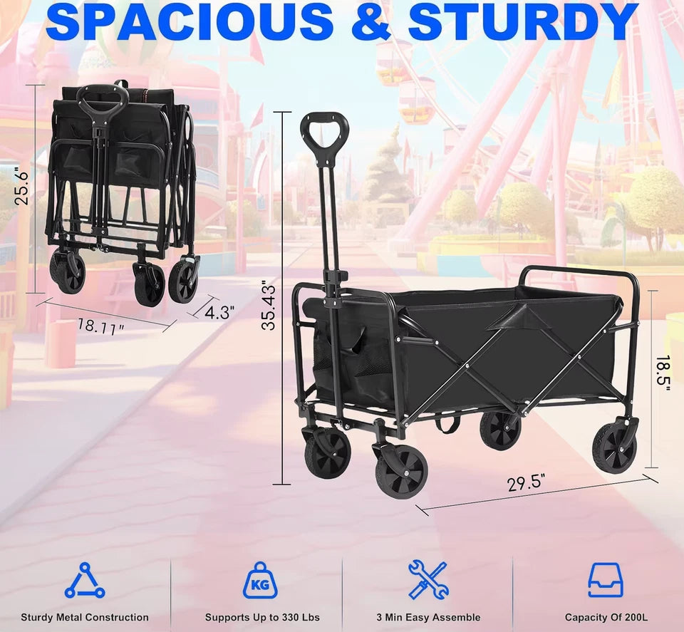 Foldable cart Foldable trailer on wheels Foldable trailer Large capacity portable trailer For shopping