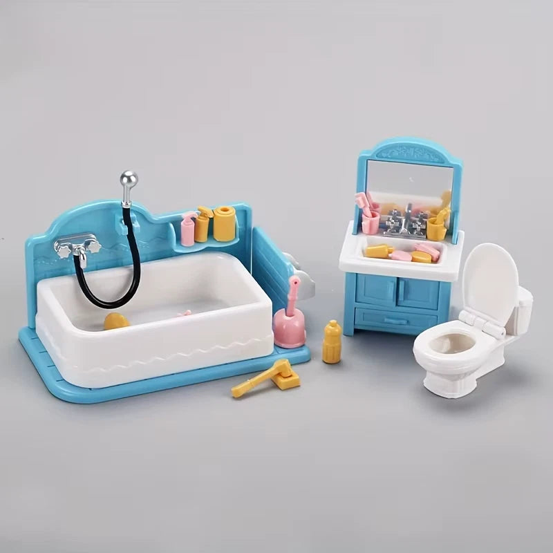 Mini Bathroom Simulation Model Scene Washbasin Room Dollhouse Miniature Decoration Furniture