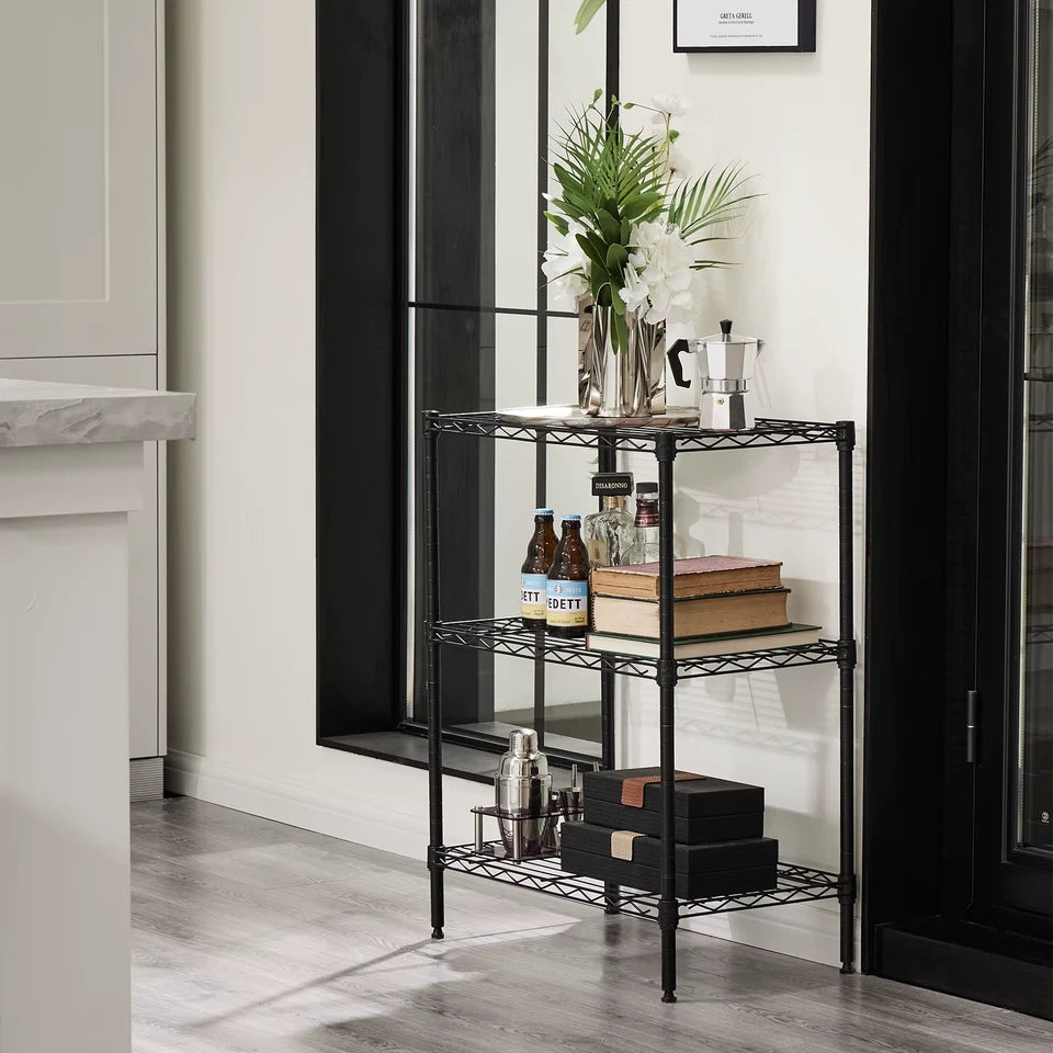4 Tier Storage Bookshelf Adjustable Metal Wire Racks Heavy Duty Standing Shelf