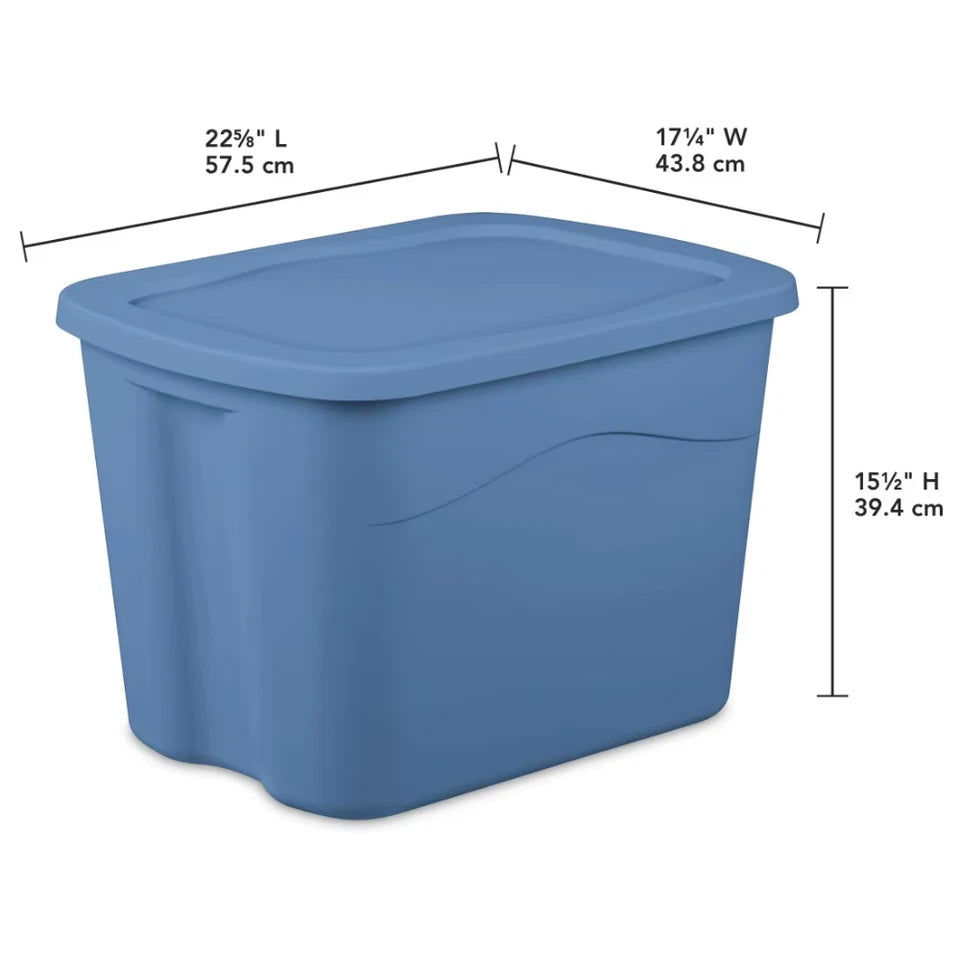 8 Pack Sterilite 18 Gallon Plastic Storage Bin With Snap On Lid Light Blue NEW