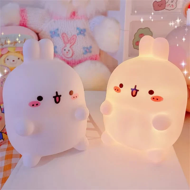 Rabbit Night Light Bedhead Bedroom LED Small Table Light Non Plug In Floor Stand Creative Atmosphere