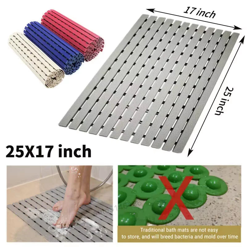 Bath Mat Tub Shower Mat Non Slip PVC Bathroom Floor Pad Anti-bacterial Anti-Slip Shower
