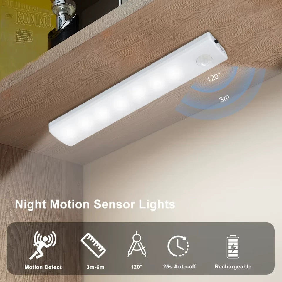 6 Pack Motion Sensor Lights Ultra-Thin USB-C Rechargeable Battery Magnetic Lights for Kitchen Night,