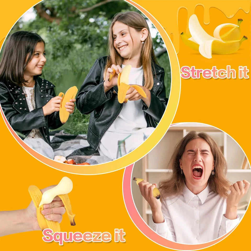 Cute Fruit Squishy Stress Balls Fidget Sensory Toy Squeeze Stress Relief Hand Toy Anti-Anxiety Banana Stretchy