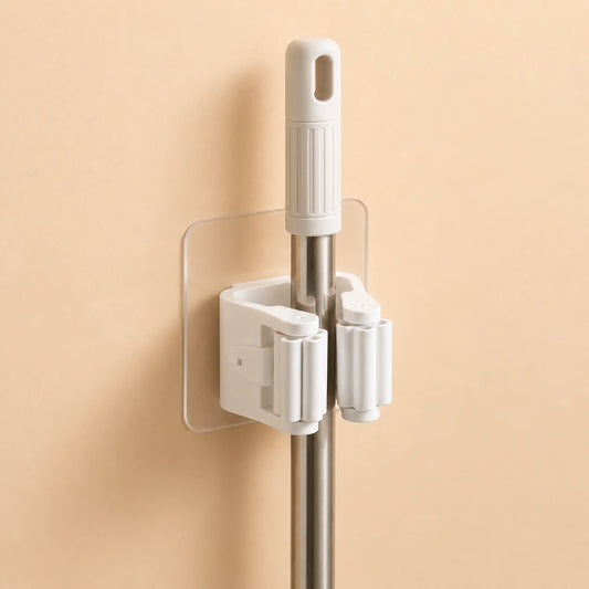 4Pcs Easy install wall mounted mop and broom holder