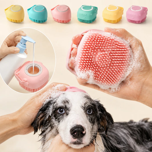Bathroom Puppy Big Dog Cat Bath Massage Gloves Brush Soft Safety Silicone For Dogs Cats